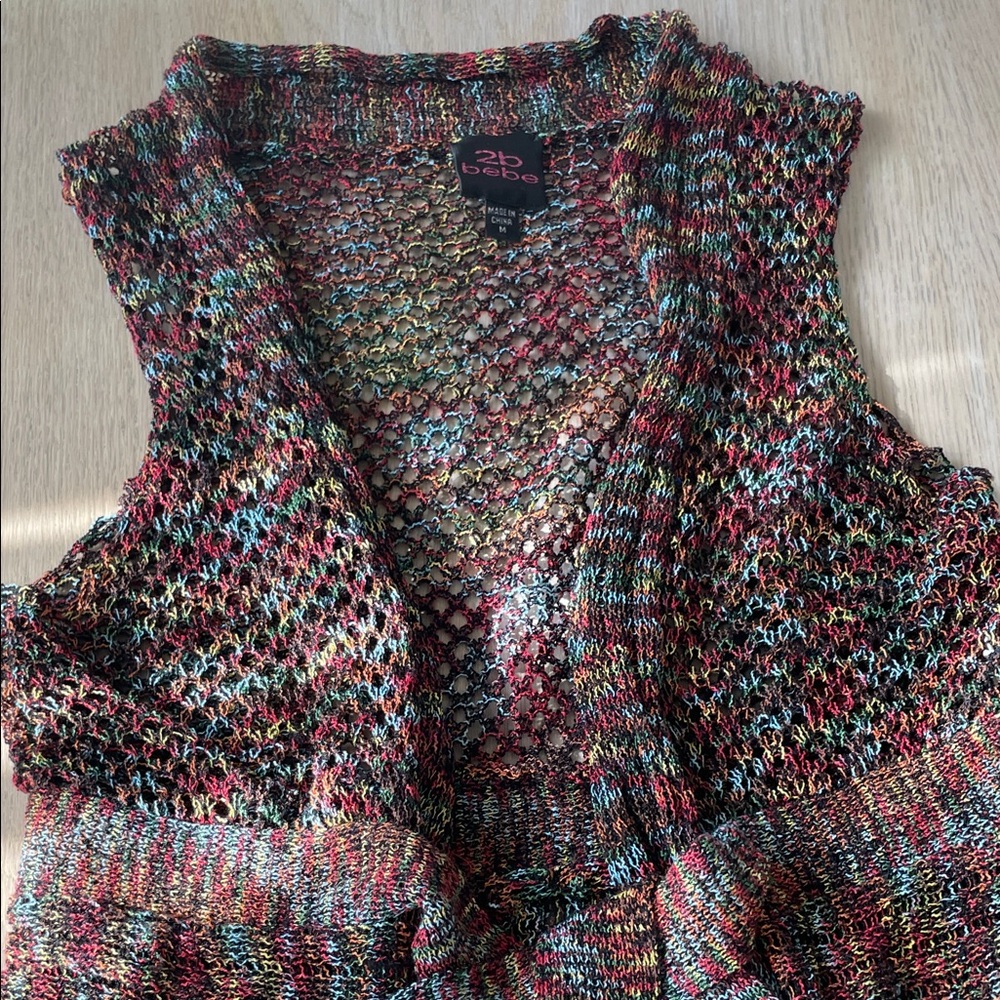 🧚‍♀️ Bebe Multicolor Knit vest with tie waist